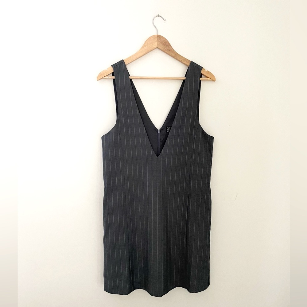 FRANK AND OAK NWT grey white pin stripe sleeveless shift dress S